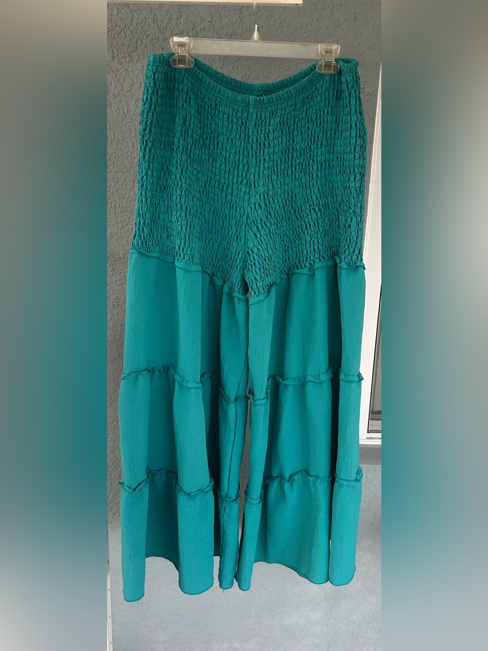 Shein Curve Wide Leg Tiered Pants Smocked Waist Palazzo Boho Size 4X